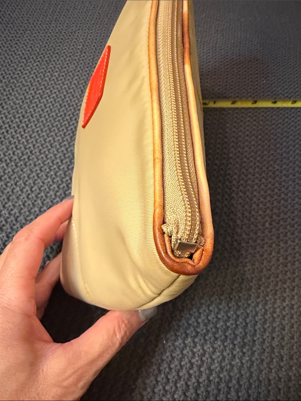 Coach Beige Cosmetic Pouch with Red Accent - Picture 8 of 11